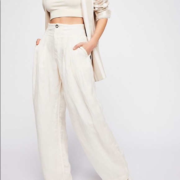 Free People Pants - NWT Free People Linen Trouser Pants Sz 12